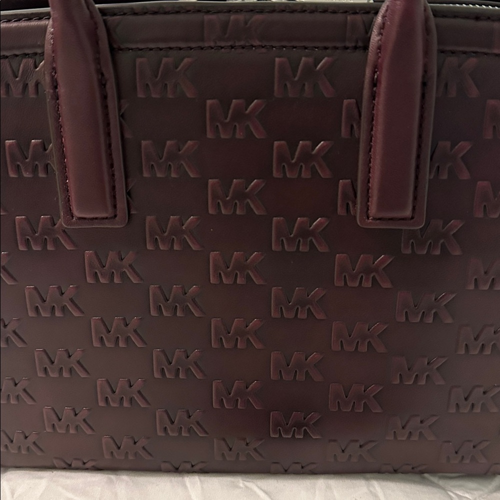 Michael Kors Embossed MK Satchel in Deep Burgundy - Picture 4 of 4